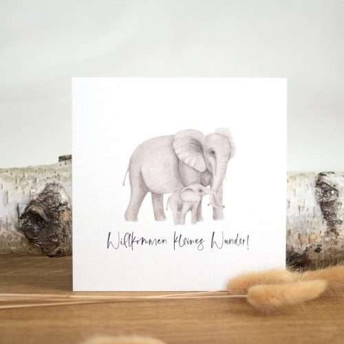 christliches Produkt Babykarte Elefant 3x