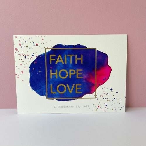 christliches Produkt 3x Postkarte A6 "Faith Hope Love"