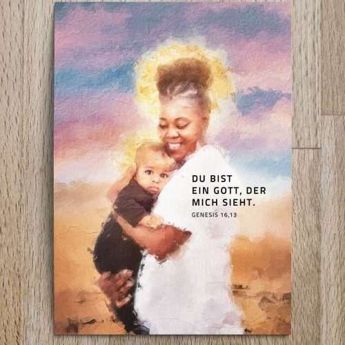 christliches Produkt Jahreslosung 2023 Postkarte (Motiv Mutter & Kind)