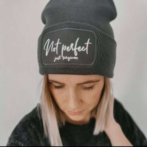 christliches Produkt Beanie 'not perfect - just forgiven'