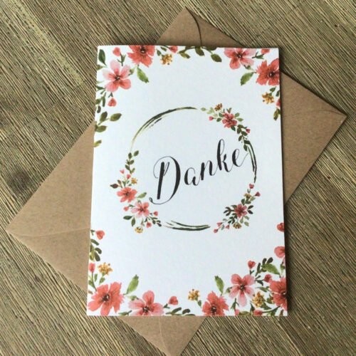 christliches Produkt Faltkarte "Danke" Größe DIN A6 (zusammengefaltet) mit Umschlag aus Kraftpapier