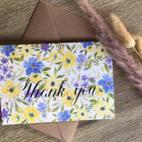 christliches Produkt Faltkarte "Thank you" Größe A6 (zusammengefaltet) mit Umschlag aus Kraftpapier